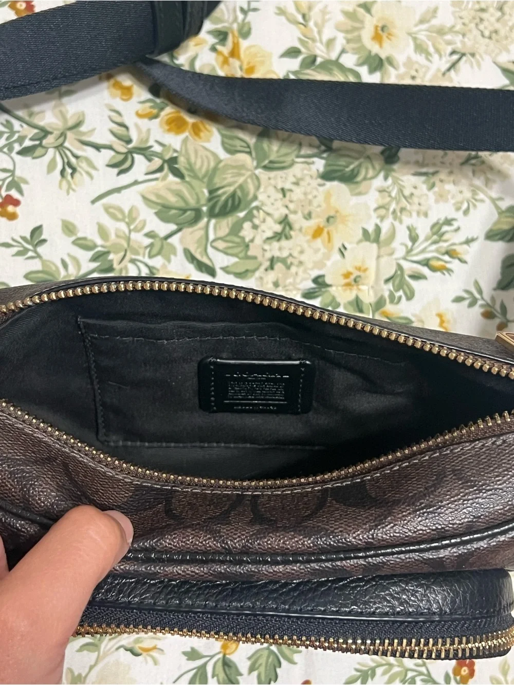 Coach Brown & Black Signature Canvas Belt Bag